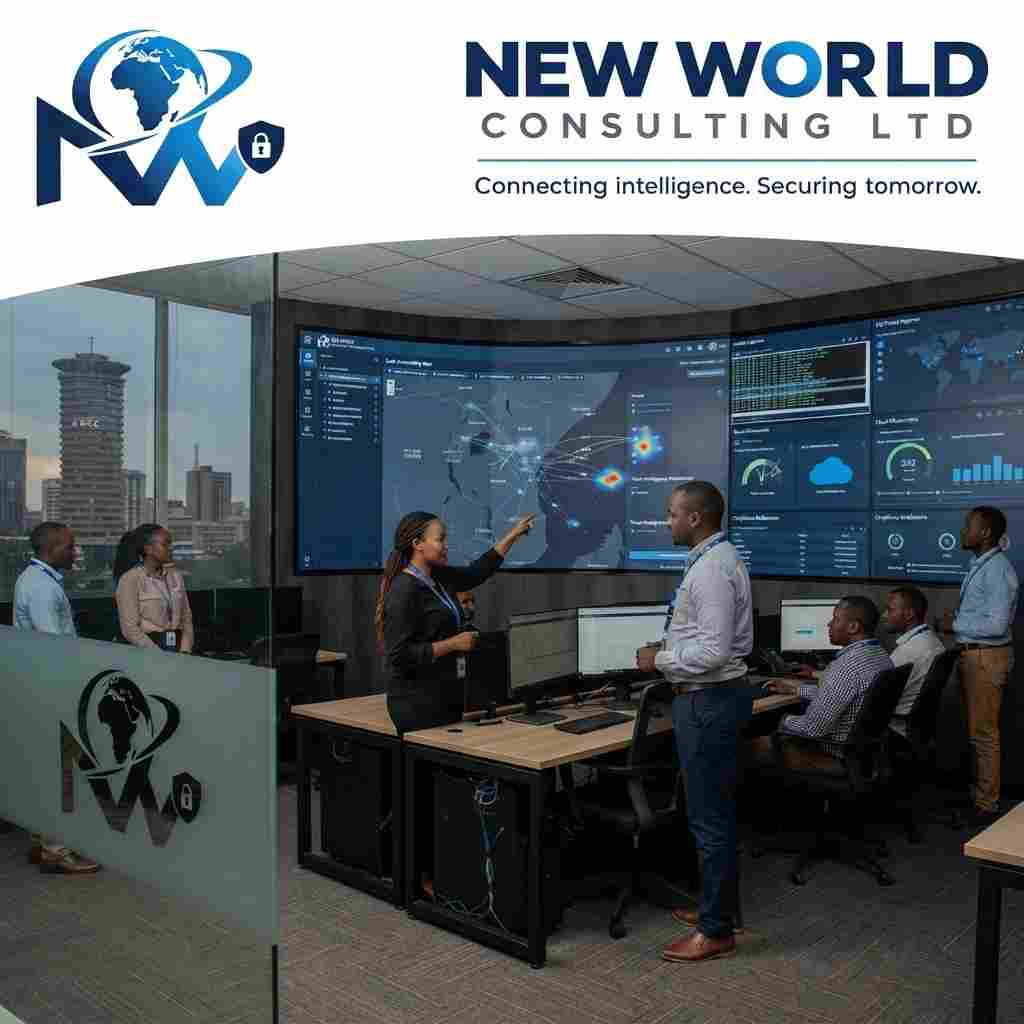 New World Consulting branded control room poster representing the company vision
