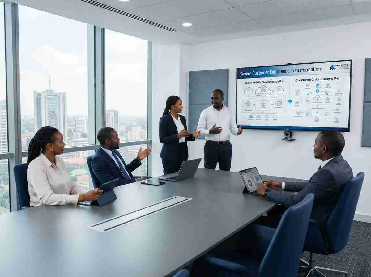Conference room presentation on secure customer experience